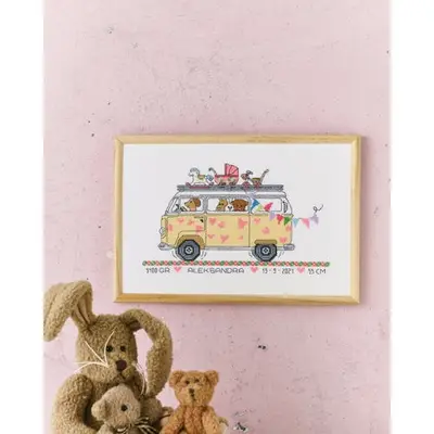 Permin Geboortetegel Borduurpakket Geboortebus 92-1309 bij Art en Hobby