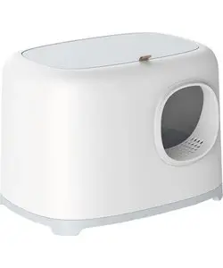 PETLUX Clean kattenbak met deksel en schepje (grijs) bij Ecodiervoeding