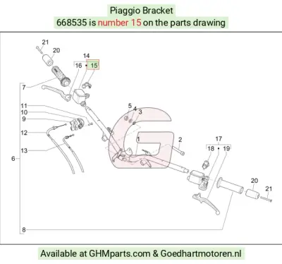 Piaggio Klem met schroeven 668535 bij Goedhart Motoren