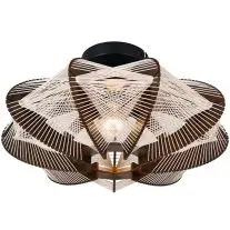 Plafondlamp d:40 cm walnoot / naturel draad bij Lampidee