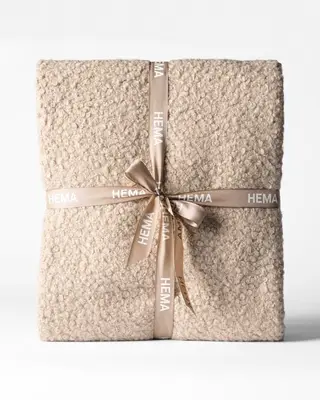 plaid 150x130cm boucle taupe bij HEMA
