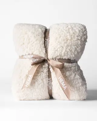 plaid 150x130cm teddy wit bij HEMA