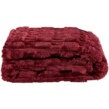 Plaid Jitte - bordeaux - 150x200 cm bij Leen Bakker