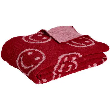 Plaid Smileys Roze 130x170cm bij Kwantum