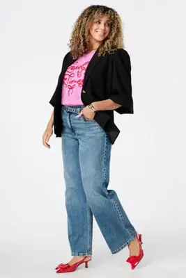 Plus Size regular fit blazer - zwart bij Wehkamp