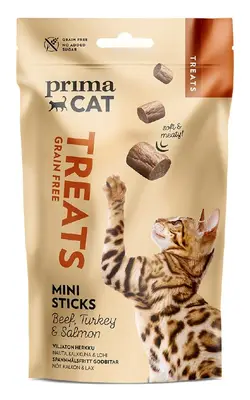 PrimaCat graanvrije kattensnacks rund kalkoen en zalm bij Prima Diervoeding