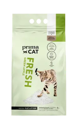 PrimaCat groene appel kattenbakvulling wit 5L bij Prima Diervoeding