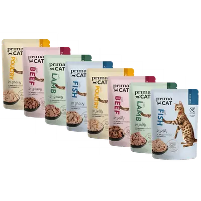 PrimaCat Smaakpakket natvoer - natvoer voor katten bij Prima Diervoeding