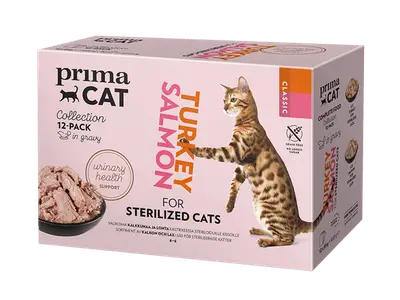 PrimaCat voordeelpakket natvoer voor gesteriliseerde katten 12 x 85 gram bij Prima Diervoeding