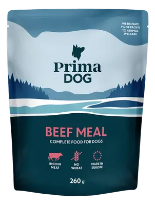 PrimaDog hondenvoer natvoer rund zakje 260 gram - natvoer voor honden bij Prima Diervoeding