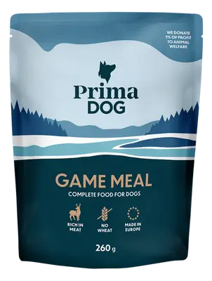 PrimaDog hondenvoer natvoer wildbraad zakje 260 gram - natvoer voor honden bij Prima Diervoeding