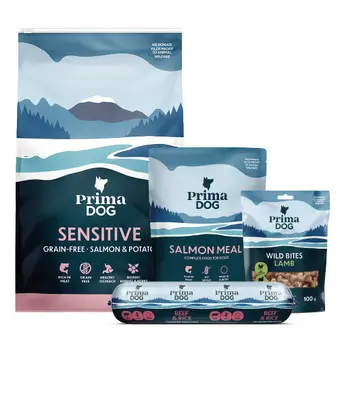 PrimaDog proefpakket zalm graanvrij - hondenvoer bij Prima Diervoeding