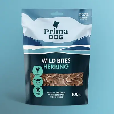 PrimaDog Wild Bites hondensnoepjes haring met kruidnagel - hondensnacks bij Prima Diervoeding