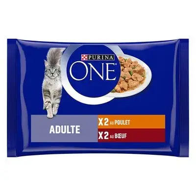 Purina One 12 x 85 g Voordeelpakket Kattenvoer Adult Kip en Rundvlees bij Zooplus
