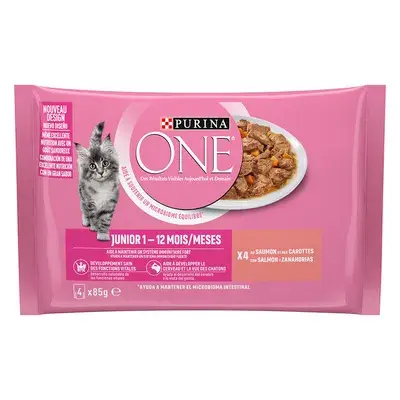 Purina One 12 x 85 g Voordeelpakket Kattenvoer Junior Zalm en Wortelen bij Zooplus