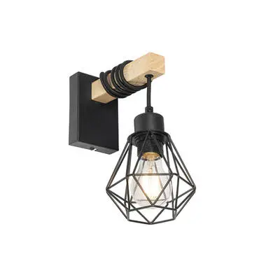 Qazqa wandlamp chon zwart e27 bij Leen Bakker