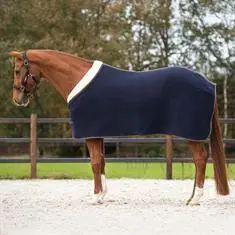 QHP WOLLEN DEKEN DELUXE Donkerblauw bij De Kroo Ruitersport
