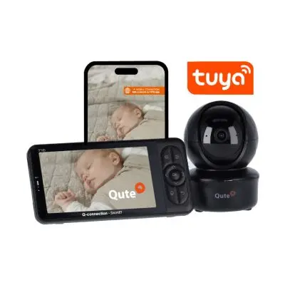 Qute Beeldbabyfoon Q-Connection Smart WIFI 2-IN-1 5HD - Zwart bij Baby-Dump