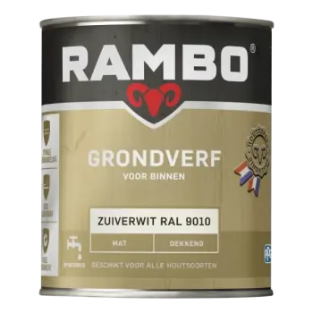 Rambo Grondverf Binnen Dekkend Mat RAL 9010 bij Verfcompleet.nl