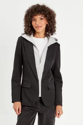 rechtvallende blazer zwart bij Wehkamp