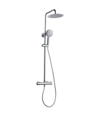 Regendouche set Chicago opbouw rond chroom Hoogte verstelbaar Compleet Ø25cm bij Sani4Comfort