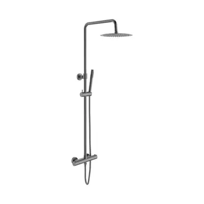Regendoucheset Ravello Gunmetal PVD coating-Cool-touch 24,5 cm Regendouche met thermostaatkraan SaniSupreme bij SaniSupreme