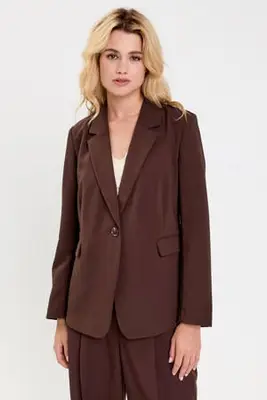 regular fit blazer - donkerbruin bij Wehkamp