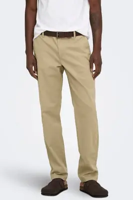 regular fit chino - beige bij Wehkamp
