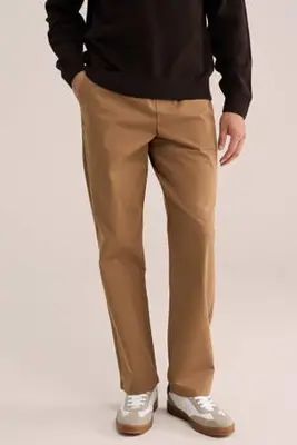 regular fit chino - bruin bij Wehkamp