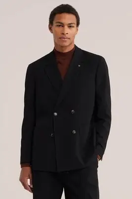 regular fit colbert met broderie - black uni bij Wehkamp