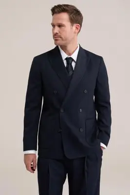 regular fit colbert met wol - blauw bij Wehkamp