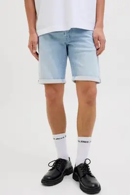 regular fit denim short - light blue denim bij Wehkamp