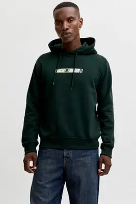 regular fit hoodie met print - donkergroen bij Wehkamp
