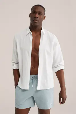 regular fit seersucker zwemshort bij WE Fashion