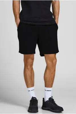 regular fit sweatshort - zwart bij Wehkamp