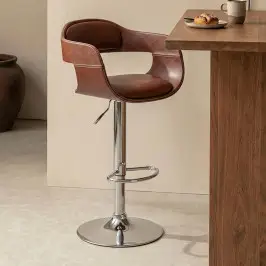 Retro barkruk bruin leer bij LUMZ