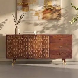 Retro dressoir mangohout goud bij LUMZ