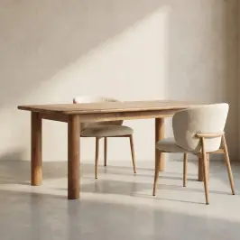 Retro eettafel van acaciahout bij LUMZ