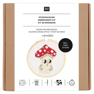 Rico Design borduurpakket - kruissteek paddenstoel bij Pipoos