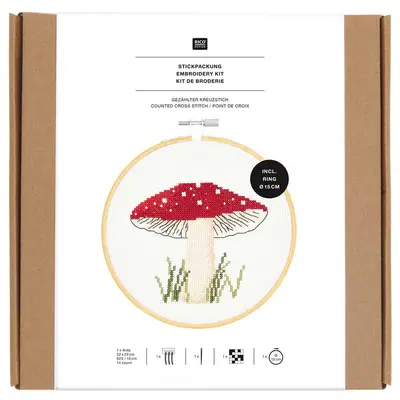 Rico Design borduurpakket - kruissteek vliegenzwam bij Pipoos