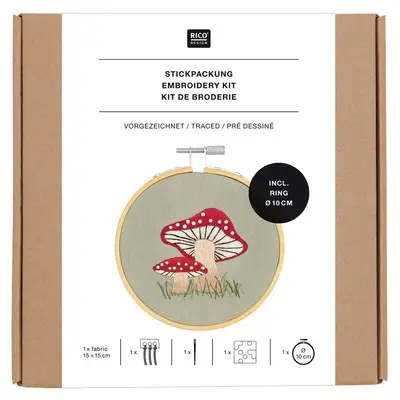 Rico Design borduurpakket - paddenstoelen bij Pipoos
