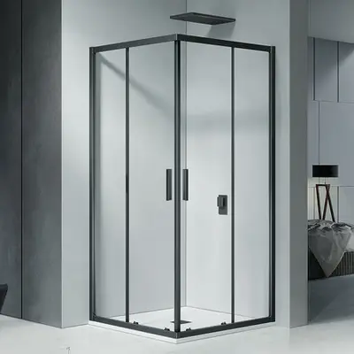 Riho Hamar R207 douchecabine 90x90cm zwart mat bij Sanitairkamer