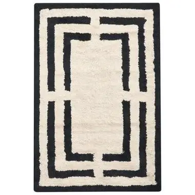 RISALU - Badmat - Beige/Zwart - 60 x 90 cm - Katoen bij Leen Bakker