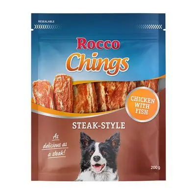 Rocco Chings Steak Style Hondensnacks 2 x 200 g Kip & Vis bij Bitiba