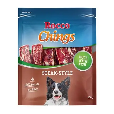 Rocco Chings Steak Style Hondensnacks 200 g Eend & Vis bij Bitiba