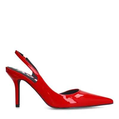 Rode lak slingback pumps bij Sacha