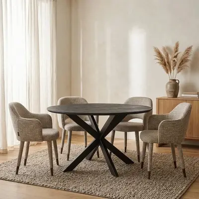 Ronde eettafel New York Zwart Mangohout 150 cm bij Mokana Meubelen