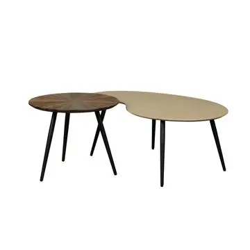 Salontafel Capi Greige / Bruin - set 2 stuks bij Woonexpress