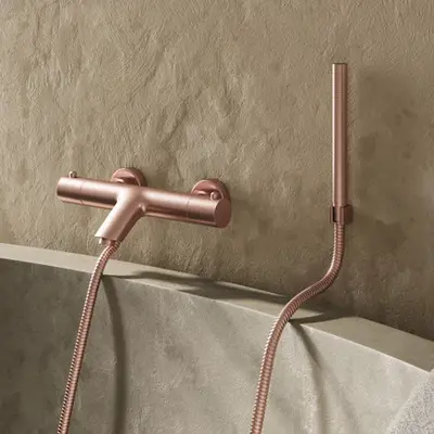 Saniclear Copper thermostatische badkraan met handdouche geborsteld koper bij Sanitairkamer