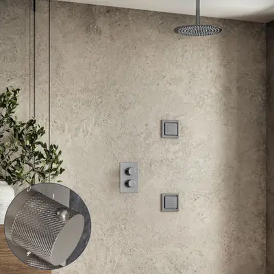 Saniclear Exclusive Curved inbouw regendouche 30cm met vierkante massagejets en plafondarm RVS bij Sanitairkamer